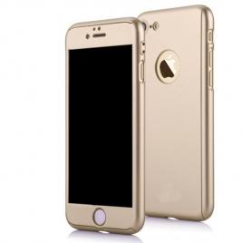 Husa 360 grade cu geam inclus iphone 5/5s/se,gold