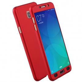 Husa full cover 360° (fata + spate + geam sticla) pentru samsung galaxy j5 (2017) / j530, rosu