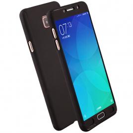 Husa full cover 360° (fata + spate + geam sticla) pentru samsung galaxy j7 (2017) / j730, negru