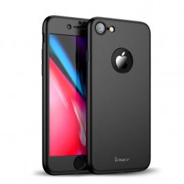 Husa ipaky iphone 8 full cover 360 + folie sticla securizata, negru