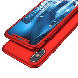 Husa iphone x 360 decupata (red) cu protectie ecran