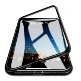 Husa samsung galaxy s7 edge magnetica black, mystyle perfect fit cu spate de sticla securizata premiu