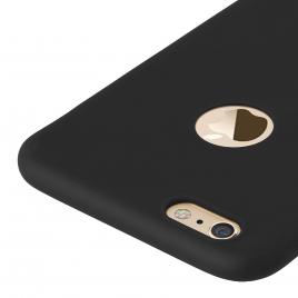 Husa iphone 6 / 6s, de 4.7 inch, din silicon dens, decupaj logo, black