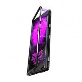 Husa magnetica din sticla cu rama metalica compatibila cu samsung note 9 negru