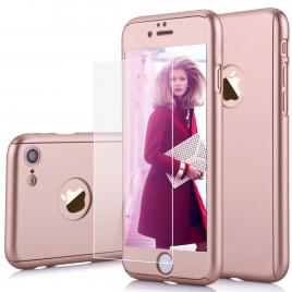 Husa telefon apple iphone 6/6s protectie 360 ultrasubtire rose + folie sticla