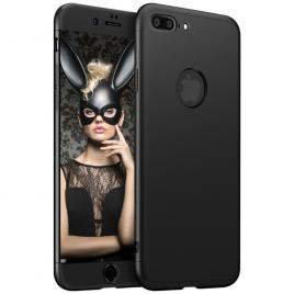 Husa telefon apple iphone 7 plus ofera protectie subtire 3in1 lux design black + folie sticla