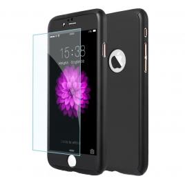 Husa full cover 360° (fata + spate + folie sticla) pentru iphone 8, negru