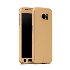 Husa full cover 360° (fata + spate + sticla) pentru samsung galaxy j5 (2017)/ j530, aurie