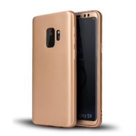 Husa fullbody silicon mystyle gold pentru samsung galaxy s9 plus acoperire completa 360 grade cu folie de protectie gratis