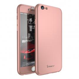 Husa ipaky fashion - full protection 360 - iphone 6 plus / 6s plus (rose gold) cu folie protectie ecran
