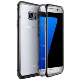 Husa samsung galaxy s7 edge magnetica 360 grade black, mystyle perfect fit cu spate de sticla securizata premium + folie de protectie gratis