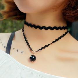 Choker mystyle fashion cu margea black - colier elegant pentru gat - black delux