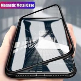 Husa apple iphone 7 plus magnetica 360 grade negru, perfect fit cu spate de sticla securizata premium