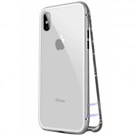 Husa magnetic case 360° + folie autoregenerativa pentru iphone x, silver