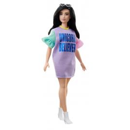 Papusa barbie fashionista cu rochita unicorn believer