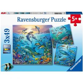 Puzzle lumea subacvatica 3x49 piese ravensburger
