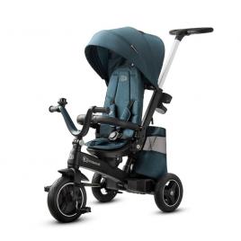 Tricicleta pentru copii kinderkraft easytwist midnight green cu scaun reversibil si copertina protectie uv
