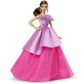 Papusa barbie birthday wishes satena cu rochie roz