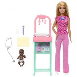 Set de joaca papusa blonda barbie cariere - pediatru