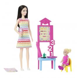 Set de joaca papusa bruneta barbie cariere - profesoara