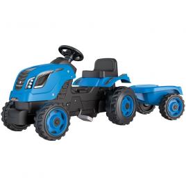 Tractor cu pedale si remorca smoby farmer xl albastru
