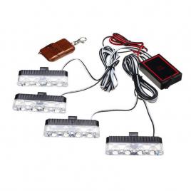 Set 4 lampi led de siguranta pentru grila frontala, telecomanda, 16w
