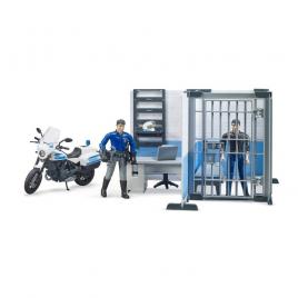 Set de joaca bruder - statie de politie cu motocicleta