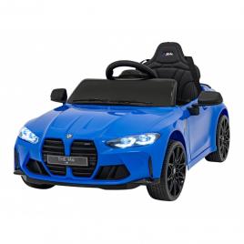 Masinuta electrica cu telecomanda bmw m4, roti eva, scaun tapitat, 112x71x46 cm, putere 70w - albastru