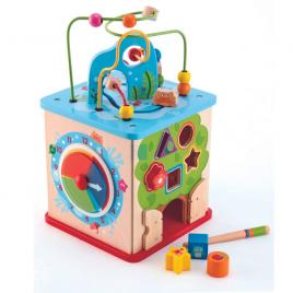Jucarie din lemn hape – centru de activitati cub multifunctional