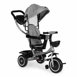Tricicleta 2 in 1 pentru copii, scaun rotativ 360°, roti din spuma eva, ecotoys wql-066-52 - gri