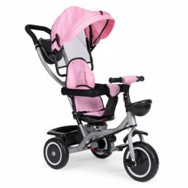 Tricicleta 2 in 1 pentru copii, scaun rotativ 360°, roti din spuma eva, ecotoys wql-066-52 - roz