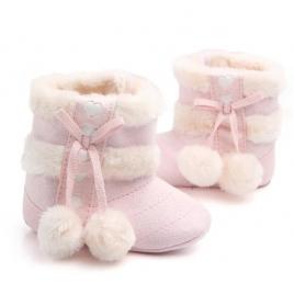 Cizmulite cu blanita si ciucurei - pink (marime disponibila: 3-6 luni (marimea
