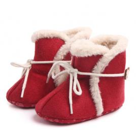Cizmulite imblanite rosii - warm baby boots (marime disponibila: 3-6 luni