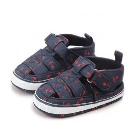 Pantofiori decupati bleumarine - ancore (marime disponibila: 0-3 luni)