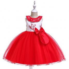 Rochie ocazie rosu cu alb - glamour (marime disponibila: 7 ani)