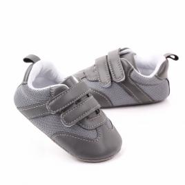 Adidasi gri cu barete pentru bebelusi (marime disponibila: 3-6 luni (marimea 18