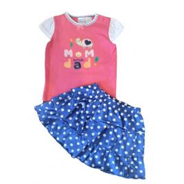 Compleu cu fustita - i love mom and dad (marime disponibila: 3-6 luni (marimea
