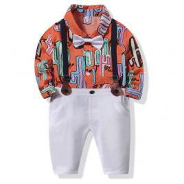 Costum pentru baietei cu papion si body camasuta (marime disponibila: 12-18