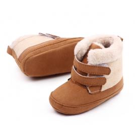 Cizmulite crem cu maro pentru baietei (marime disponibila: 3-6 luni (marimea 18