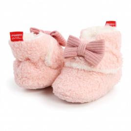 Cizmulite roz cu fundita pentru fetite (marime disponibila: 9-12 luni (marimea