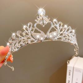 Diadema tip coronita cu strasuri albe - lebede