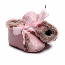 Ghetute roz sidefat imblanite cu fundita din satin (marime disponibila: 3-6