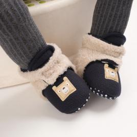 Cizmulite plusate negre cu crem pentru bebelusi - teddy (marime disponibila:
