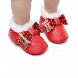 Pantofiori rosii imblaniti - shine (marime disponibila: 3-6 luni (marimea 18