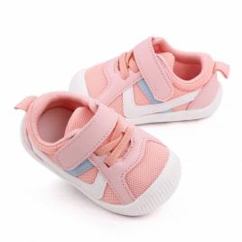 Adidasi roz cu dungi albe si gri (marime disponibila: marimea 25)