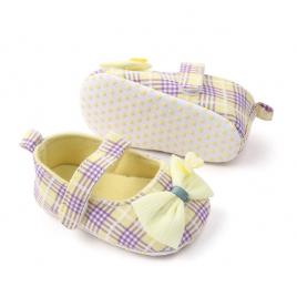 Pantofiori in carouri galbene si lila (marime disponibila: 6-9 luni (marimea 19