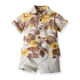 Costumas de vara pentru baietei - yellow flower (marime disponibila: 6-9 luni
