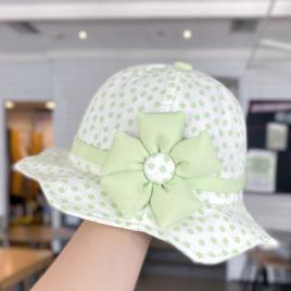 Palariuta ivoire pentru fetite - green flower (marimi palarii - sepci: 2-3 ani)
