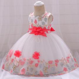 Rochita ocazie cu broderie corai (marime disponibila: 3-6 luni (marimea 18