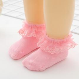 Sosete cu danteluta - bella (marime disponibila: 0-3 luni, culoare: roz)